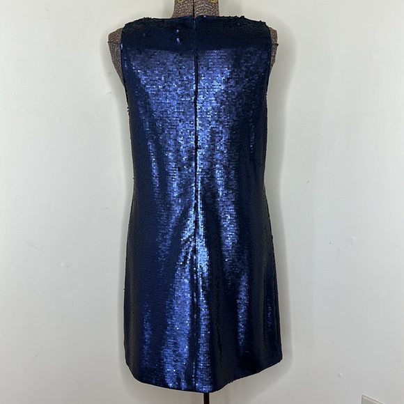 Banana Republic Navy V-Neck Sequin Shift Evening Dress - Picture 5 of 13